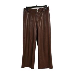 CHICO'S Faux Leather Wide Leg Crop Pants‎ Brown Women’s Size 00/ US 2 READ